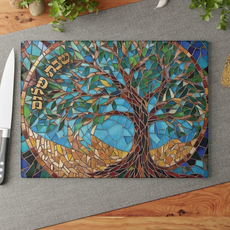 Exquisite Challah Board A Mosaic Masterpiece for Shabbat and Jewish Celebrations