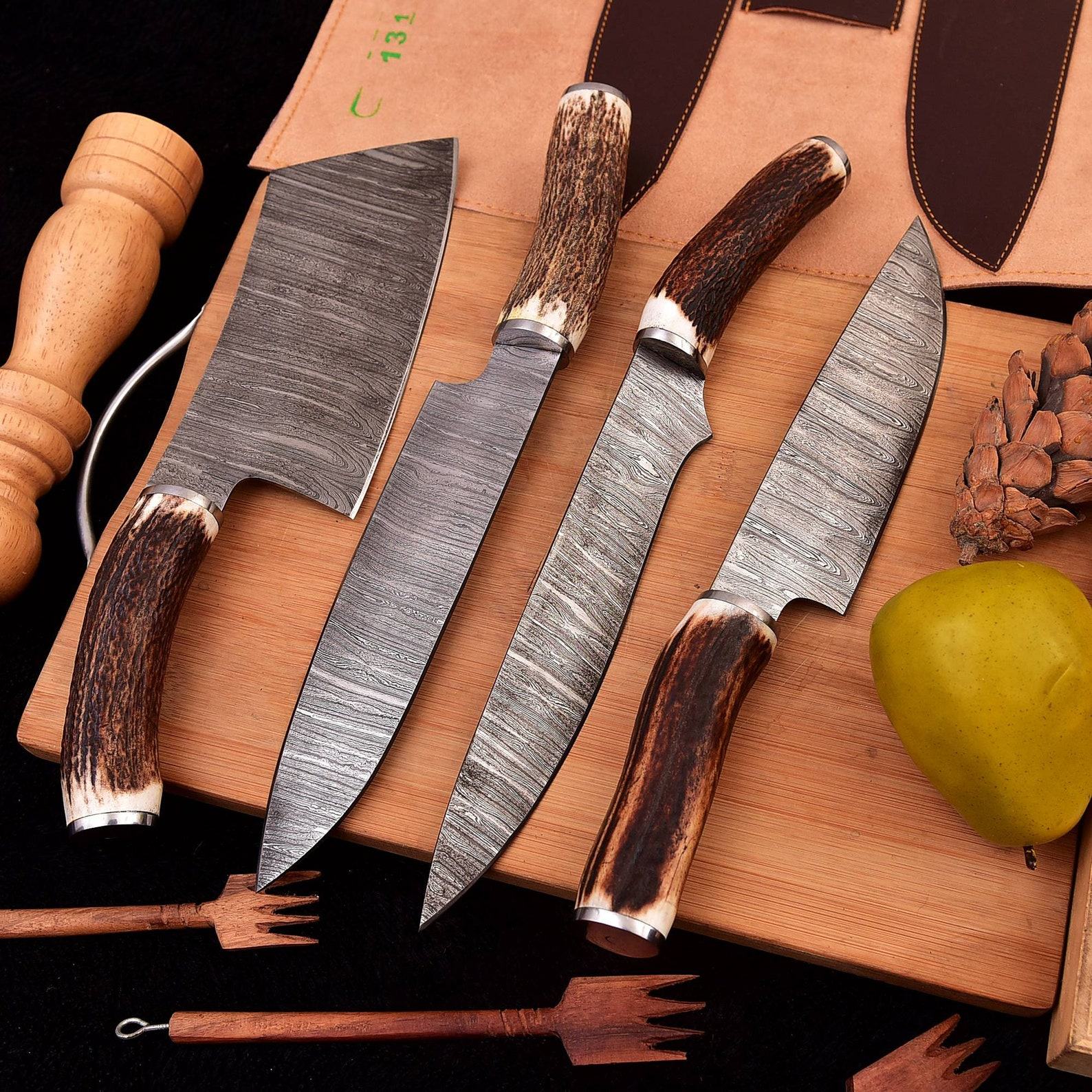 Exquisite Damascus Steel Chef Knife Set Handcrafted Culinary Masterpieces for Unforgettable Occasions