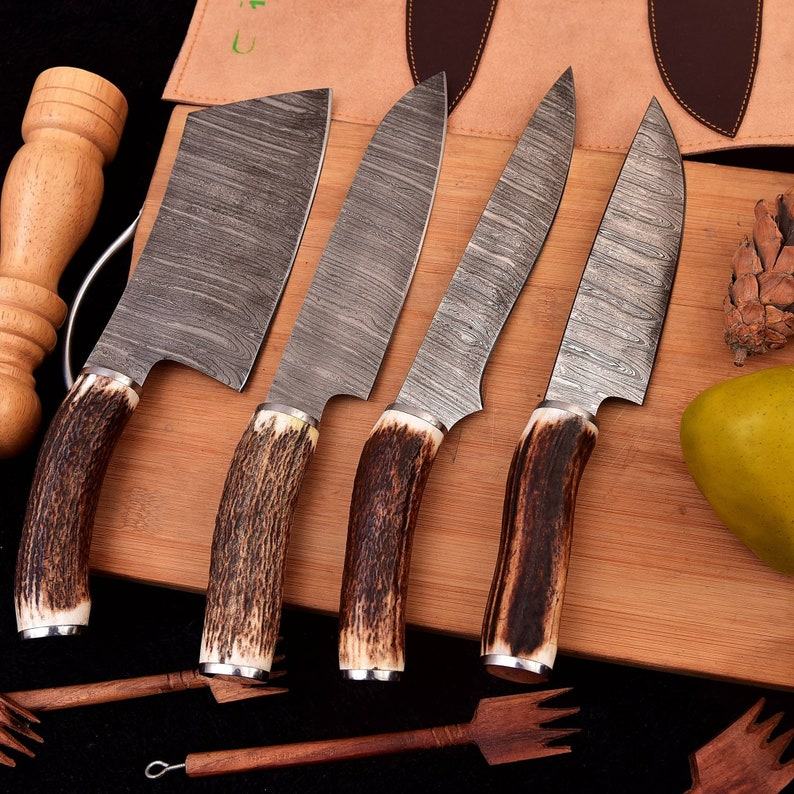 Exquisite Damascus Steel Chef Knife Set Handcrafted Culinary Masterpieces for Unforgettable Occasions
