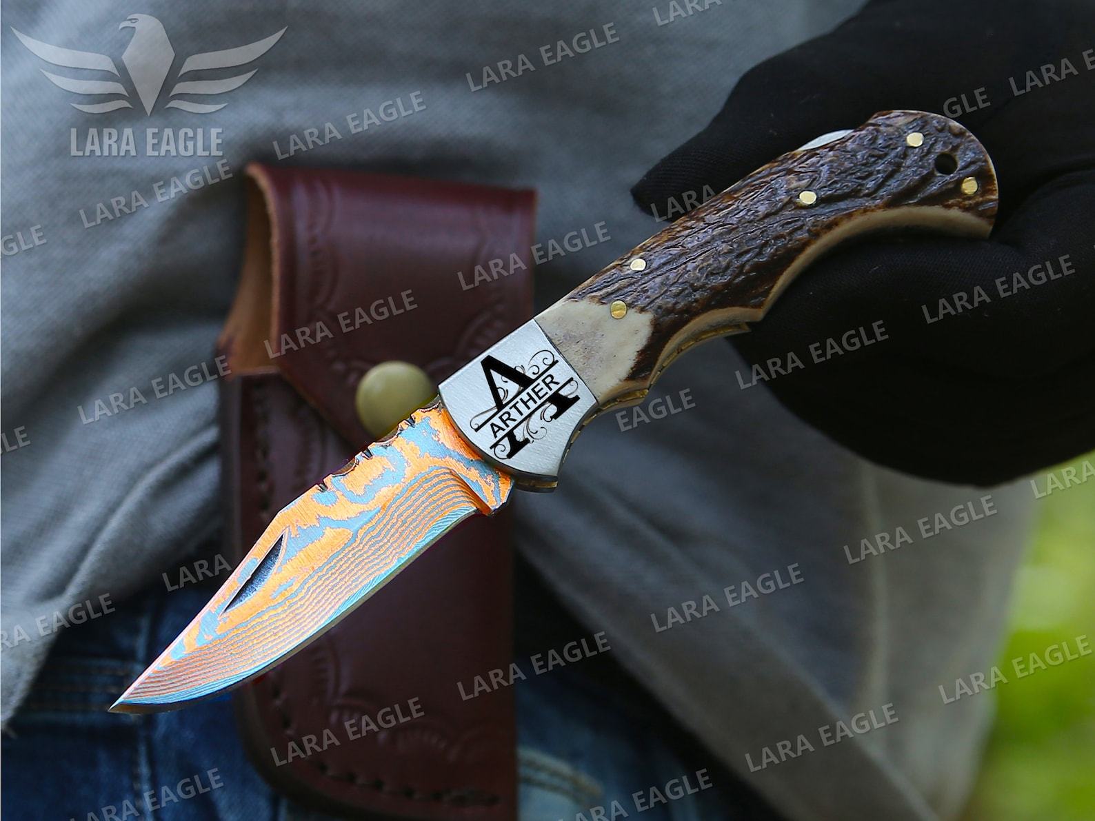 Exquisite Damascus Steel Pocket Knife A Timeless Item for Special Occasions - Image 3