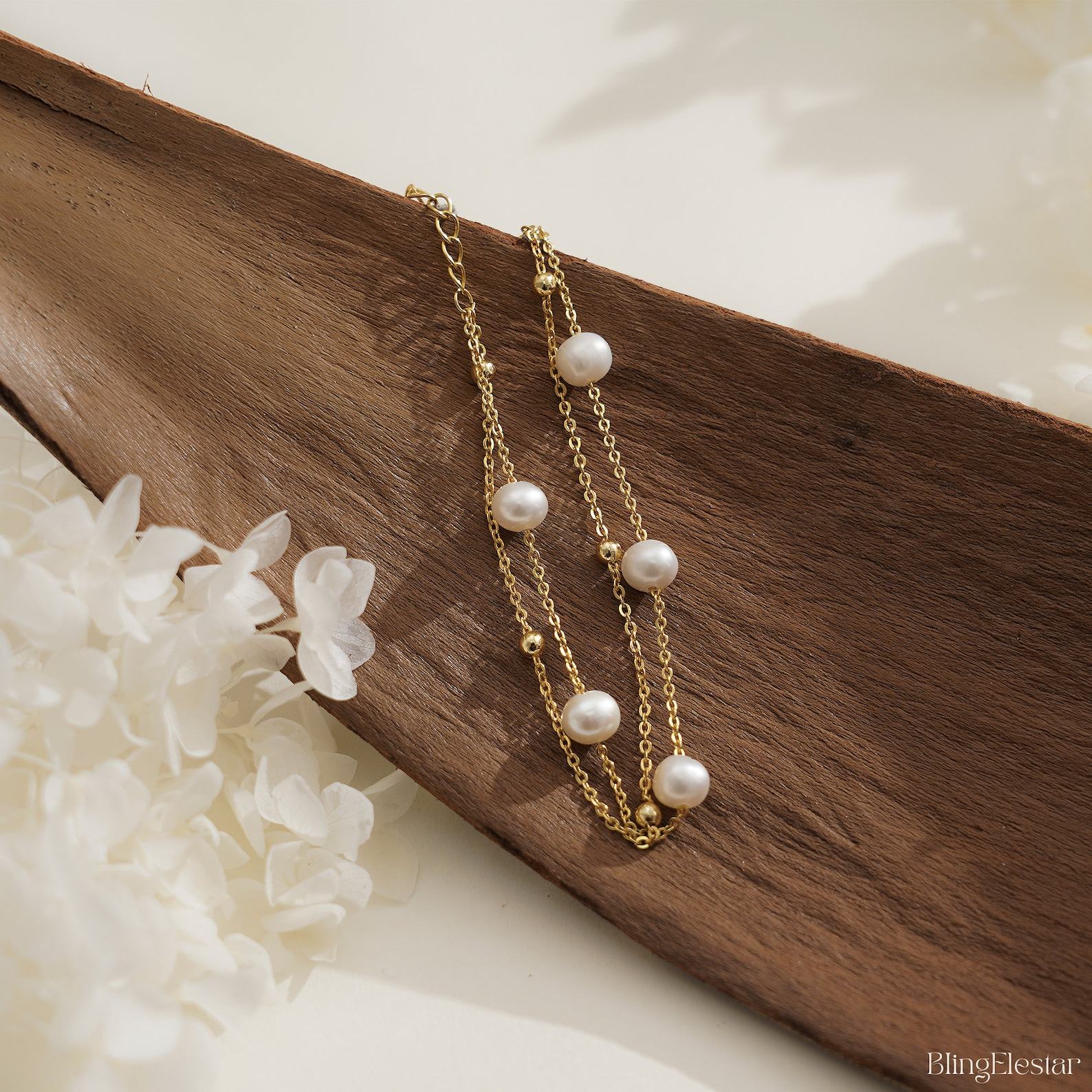 Exquisite Double Chain Pearl Bracelet A Timeless Treasure for Brides, Bridesmaids, and Loved Ones
