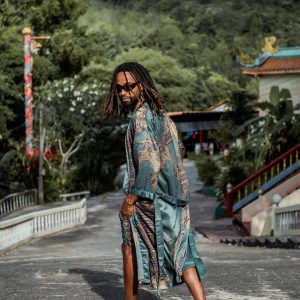 Exquisite Emerald Silk Kimono Embrace Bohemian Elegance