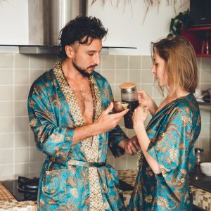 Exquisite Emerald Silk Kimono Embrace Bohemian Elegance