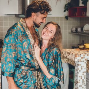Exquisite Emerald Silk Kimono Embrace Bohemian Elegance