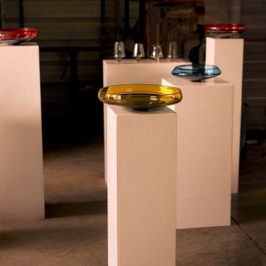 Exquisite Hand Blown Incalmo Glass Bowl A Symphony of Topaz Gold and Grey