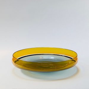 Exquisite Hand Blown Incalmo Glass Bowl A Symphony of Topaz Gold and Grey