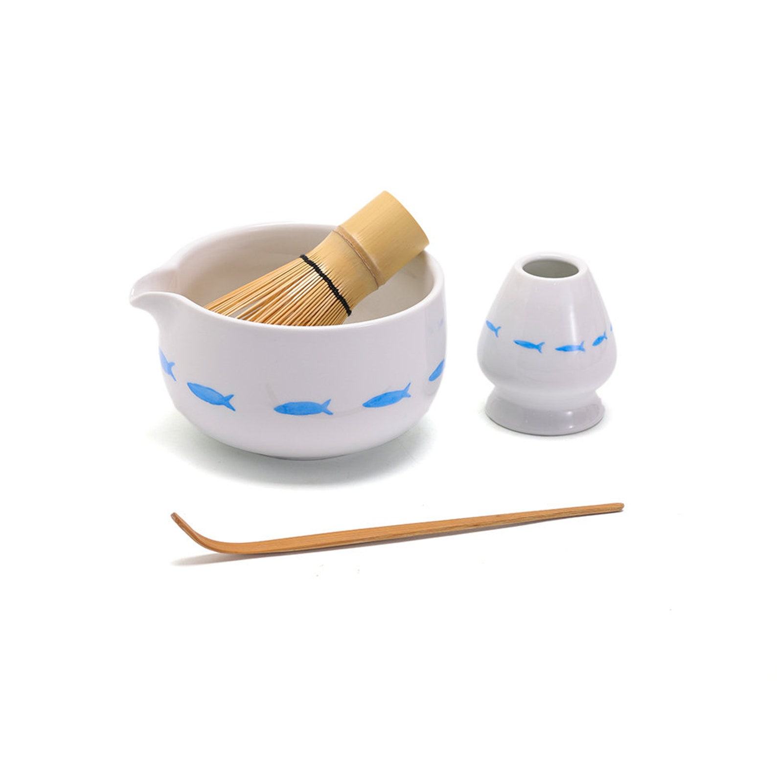 Exquisite Hand-Painted Fish Ceramic Matcha Bowl with Spout Elevate Your Tea Ceremony