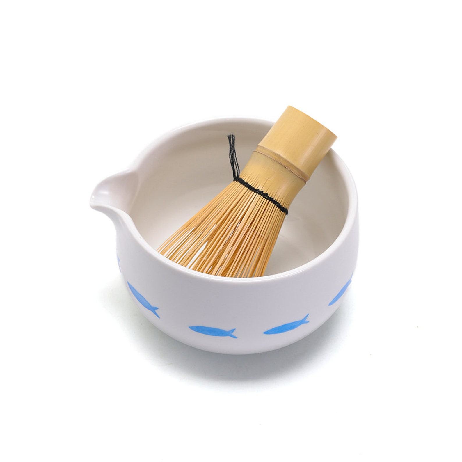 Exquisite Hand-Painted Fish Ceramic Matcha Bowl with Spout Elevate Your Tea Ceremony