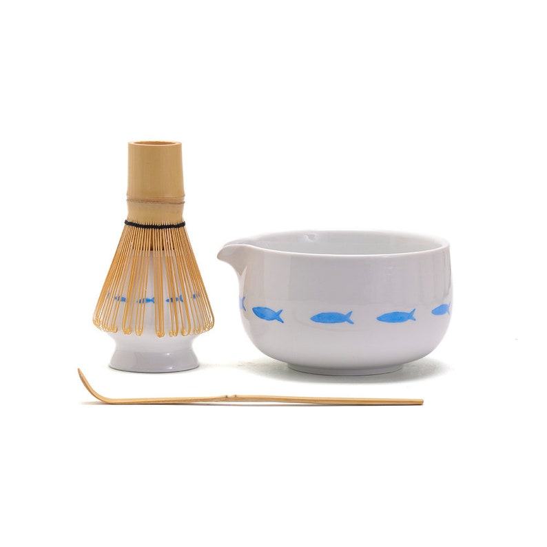 Exquisite Hand-Painted Fish Ceramic Matcha Bowl with Spout Elevate Your Tea Ceremony