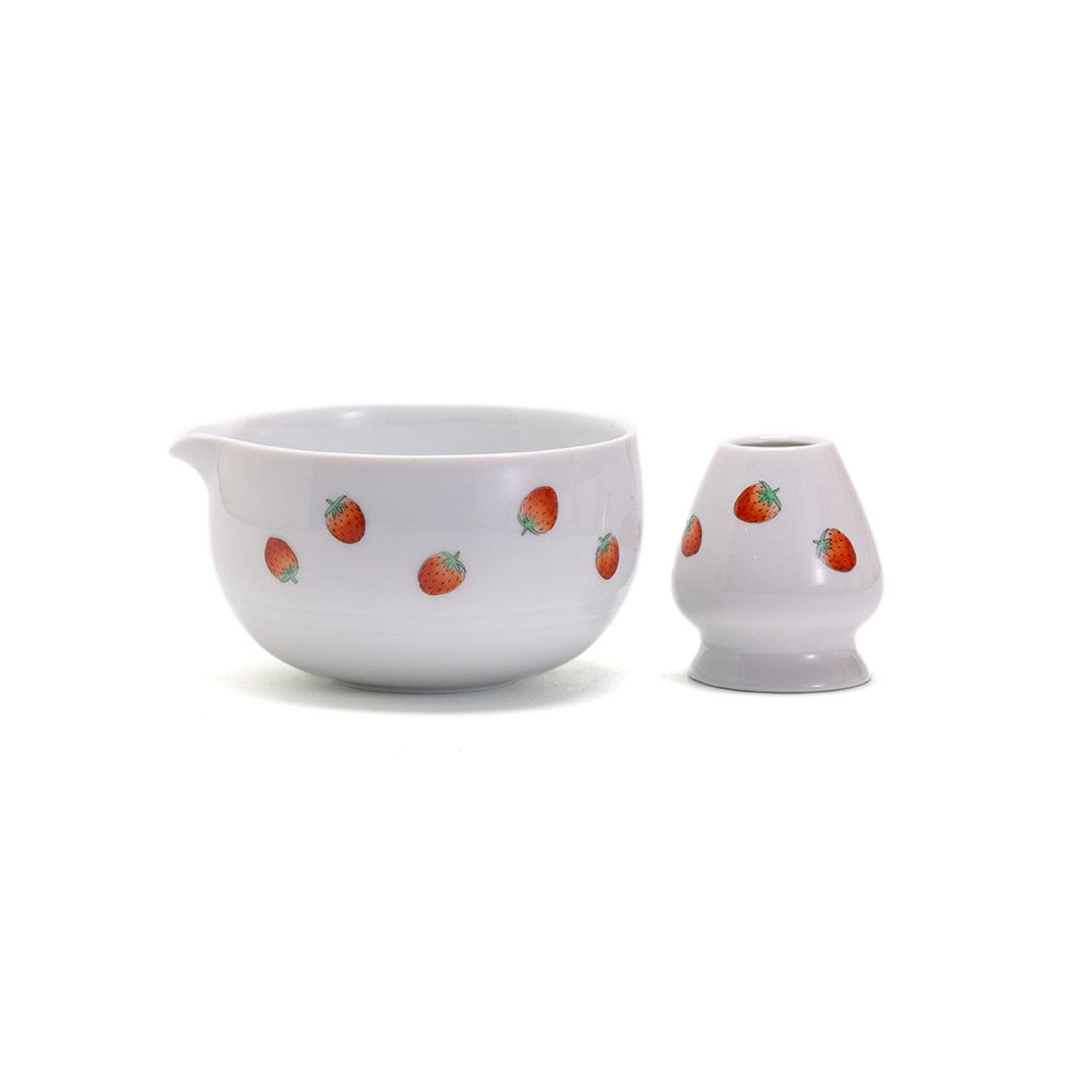 Exquisite Hand-Painted Strawberry Chawan Bowl Elevate Your Matcha Ritual with Premium Accessories