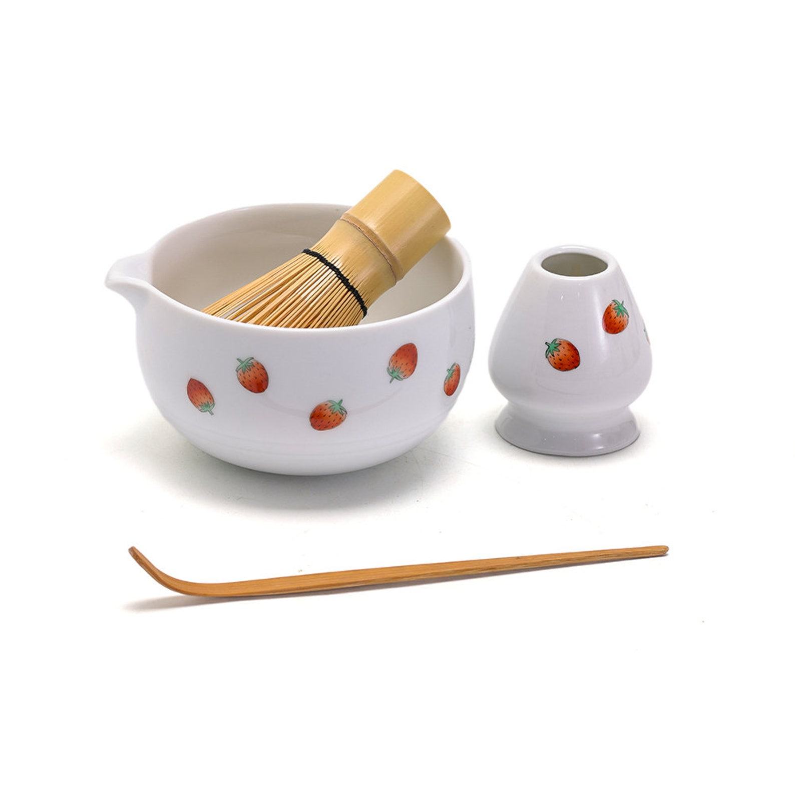 Exquisite Hand-Painted Strawberry Chawan Bowl Elevate Your Matcha Ritual with Premium Accessories