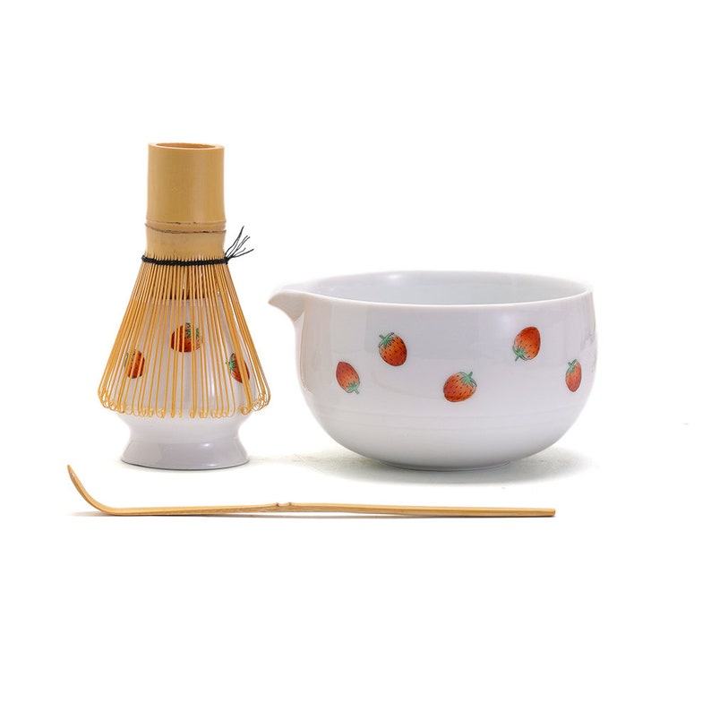 Exquisite Hand-Painted Strawberry Chawan Bowl Elevate Your Matcha Ritual with Premium Accessories