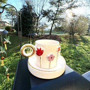 Exquisite Handmade Ceramic Mug with Custom Wood Slice Item Box A Timeless Treasure for Coffee and Tea Lovers