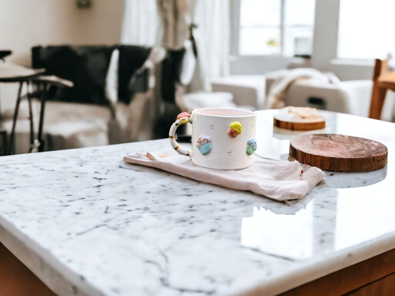 Exquisite Handmade Ceramic Mug with Custom Wood Slice Item Box A Timeless Treasure for Special Occasions - Image 4