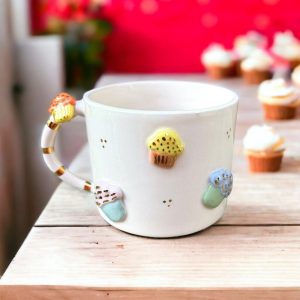 Exquisite Handmade Ceramic Mug with Custom Wood Slice Item Box A Timeless Treasure for Special Occasions