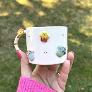 Exquisite Handmade Ceramic Mug with Custom Wood Slice Item Box A Timeless Treasure for Special Occasions