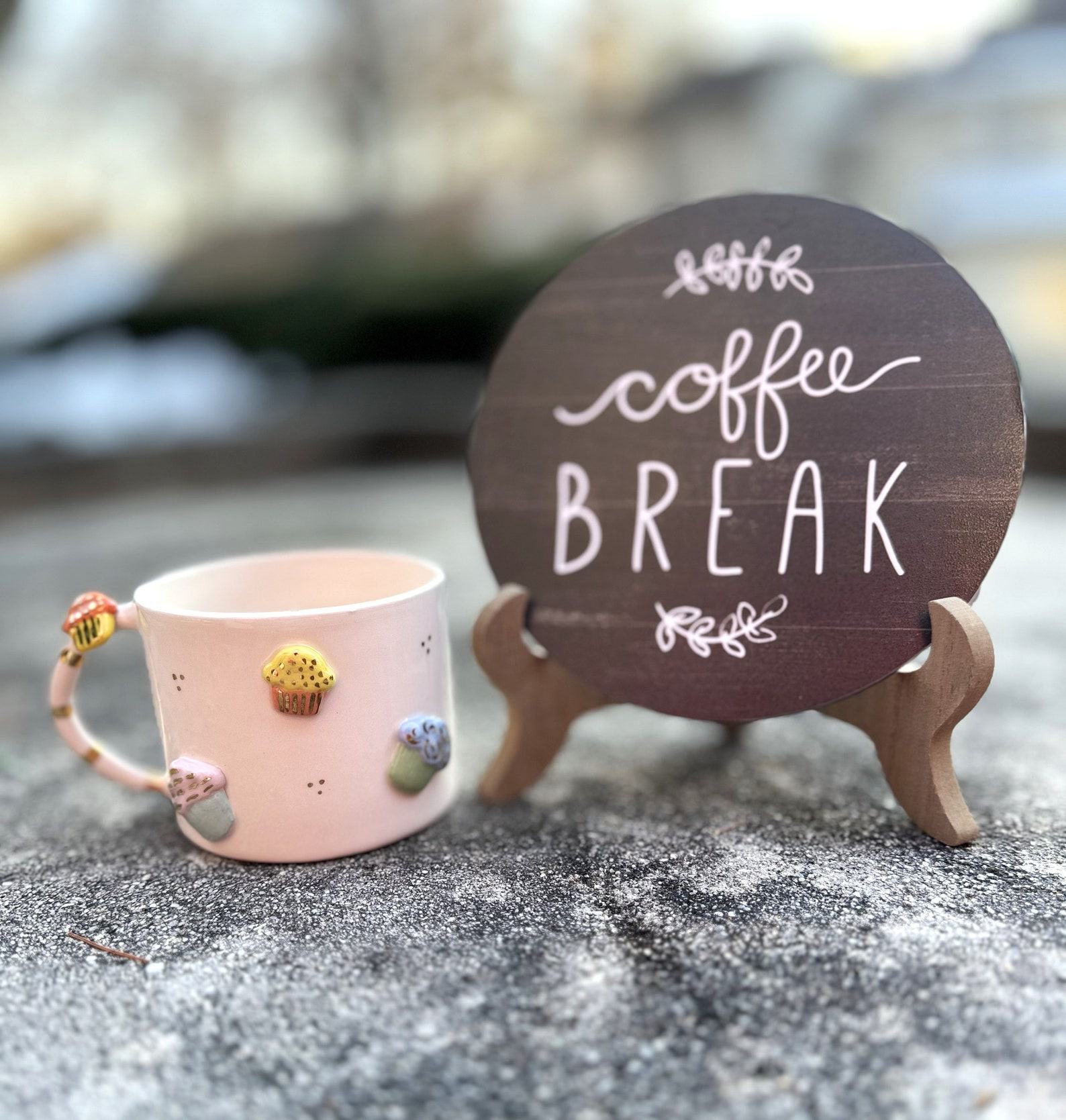 Exquisite Handmade Ceramic Mug with Custom Wood Slice Item Box A Timeless Treasure for Special Occasions - Image 3