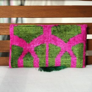 Exquisite Ikat Velvet Clutch A Symphony of Colors for Evening Elegance
