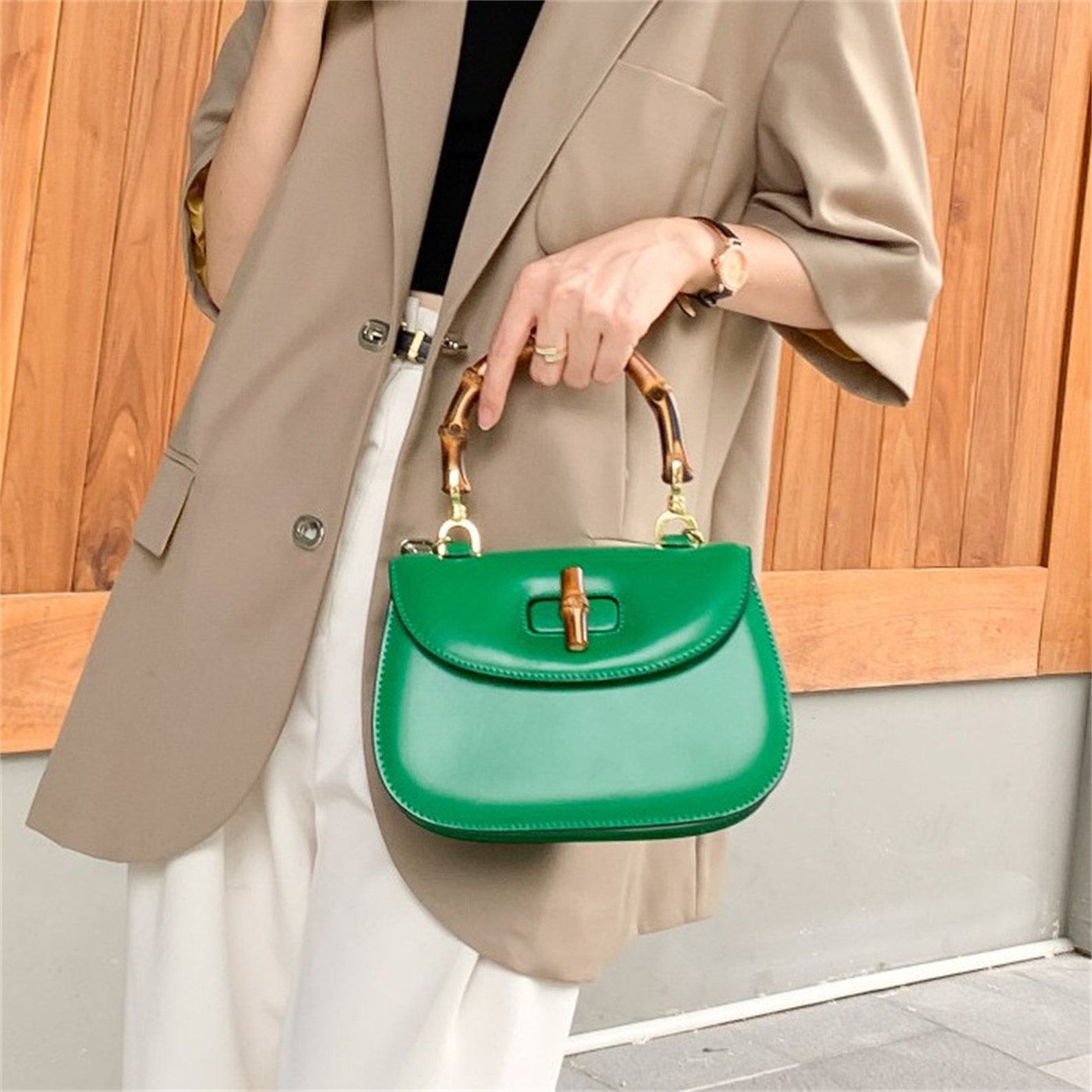 Exquisite Leather Bamboo Joint Handbag A Timeless Accessory for Every Occasion