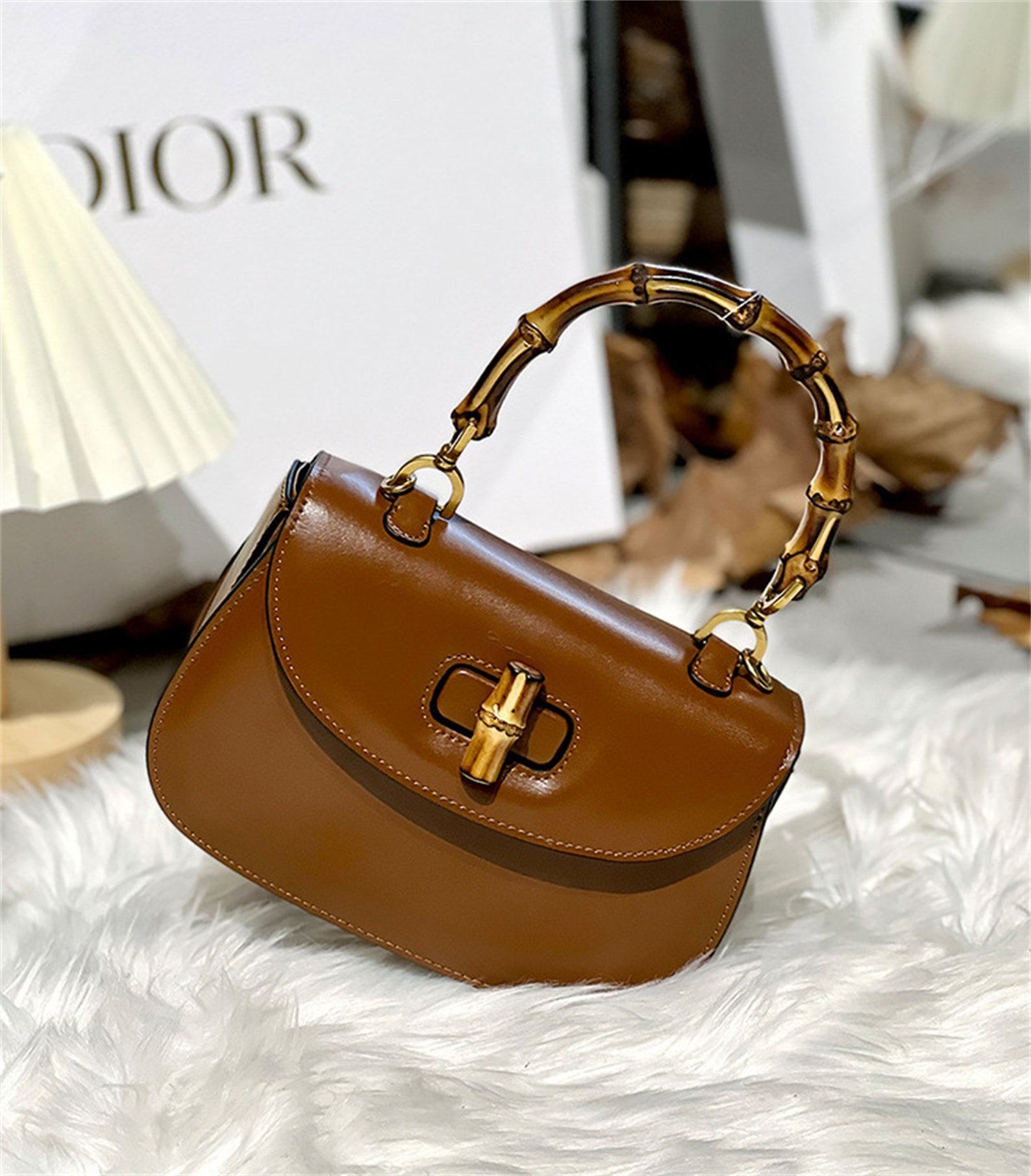 Exquisite Leather Bamboo Joint Handbag A Timeless Accessory for Every Occasion - Image 5