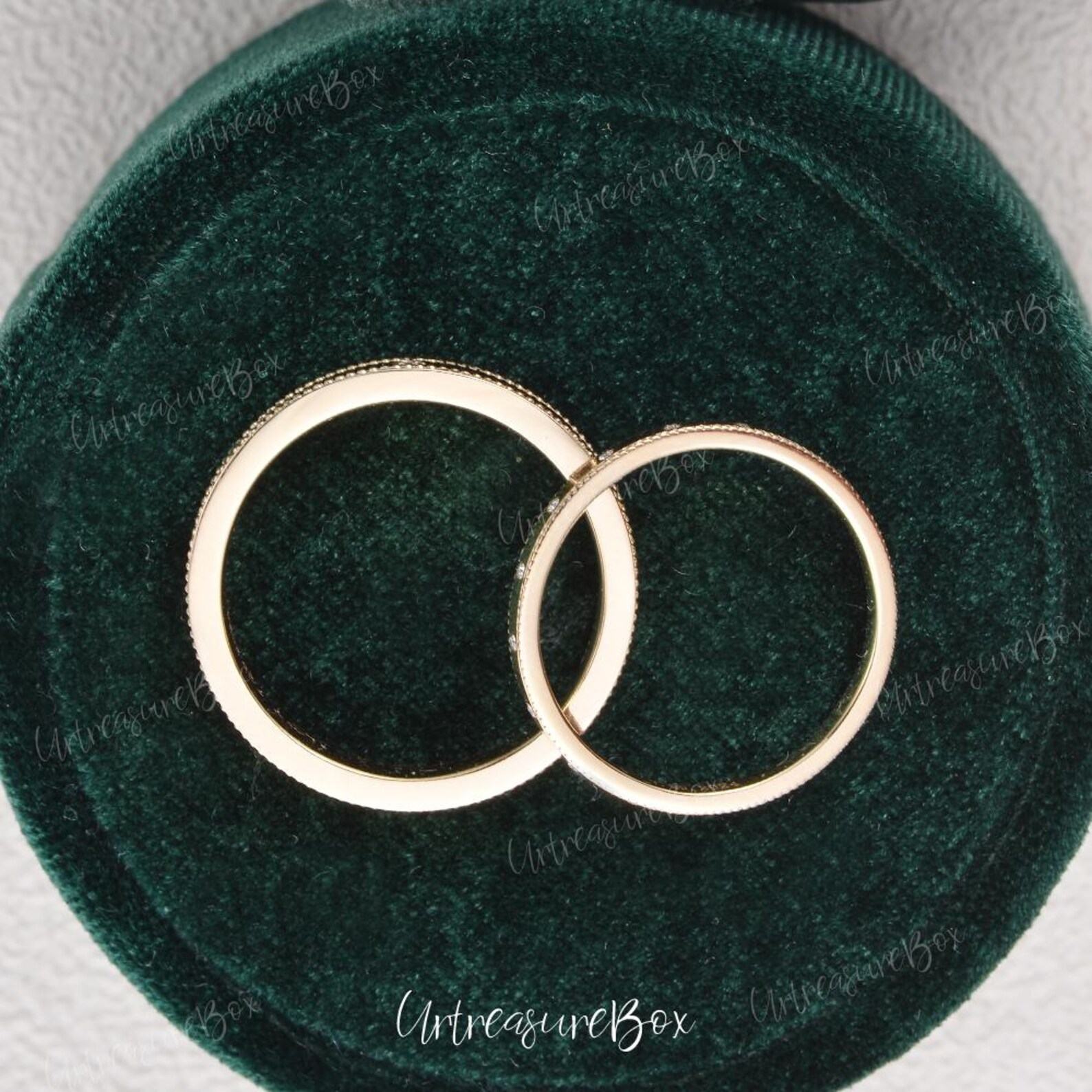 Exquisite Milgrain Couple Rings Unique Moissanite Wedding Bands for Eternal Love