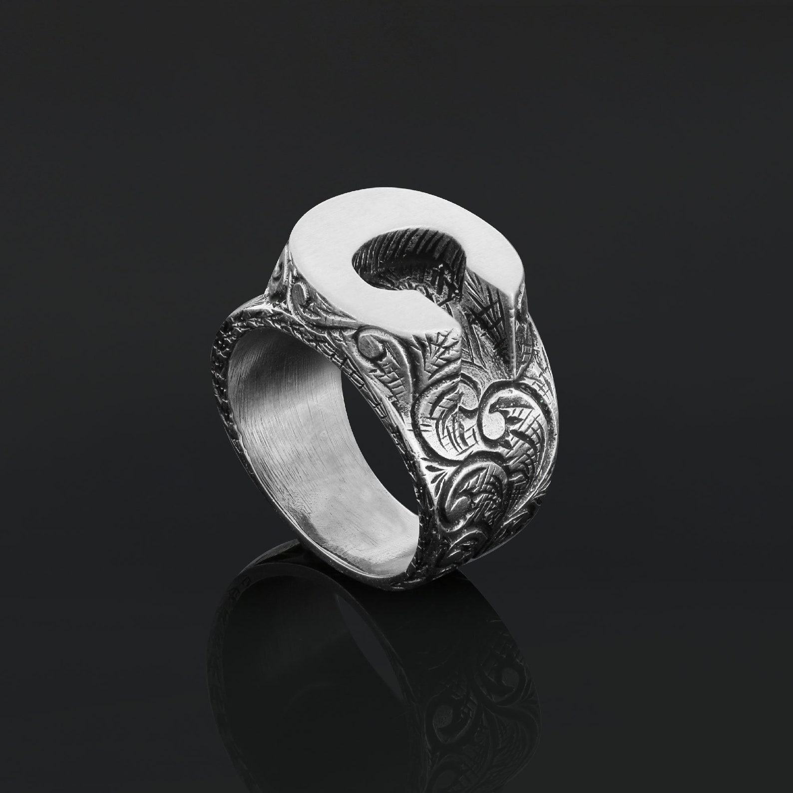 Exquisite Monogram C Ring Elevate Your Style with Personalized Sterling Silver Jewelry