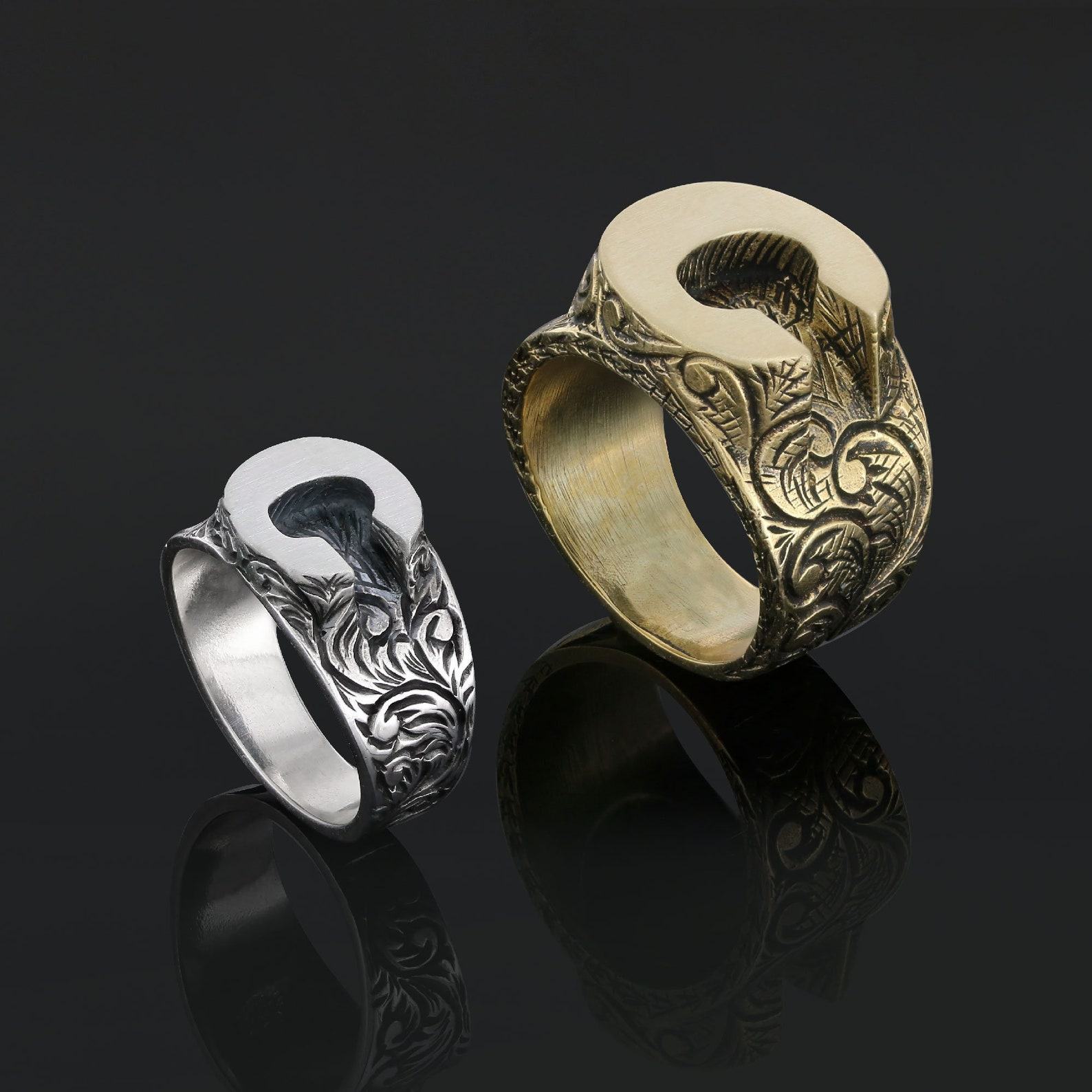 Exquisite Monogram C Ring Elevate Your Style with Personalized Sterling Silver Jewelry