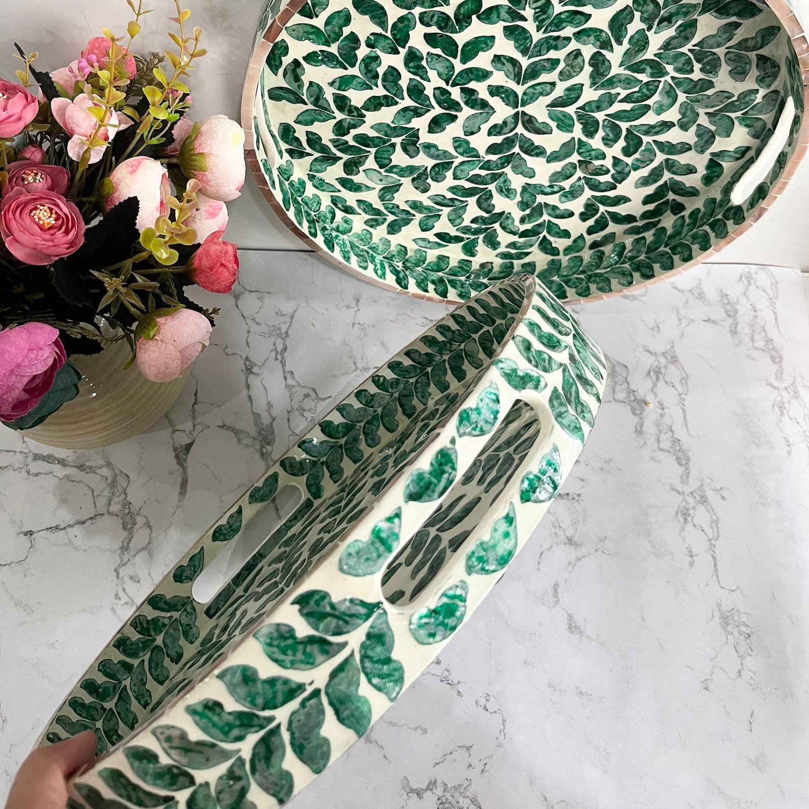 Exquisite Mother-of-Pearl Inlay Tray A Shimmering Masterpiece for Your Home