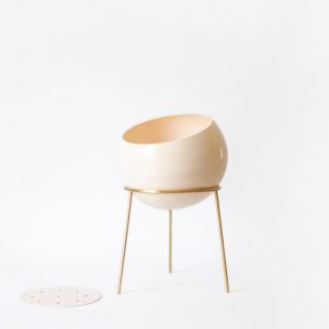 Exquisite Nude Pink and Brass Floor Planter Elevate Your Home’s Ambiance