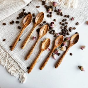 Exquisite Olive Wood Spoons Handcrafted 5.5″ Non-Toxic Utensils for Coffee, Tea, and Sugar