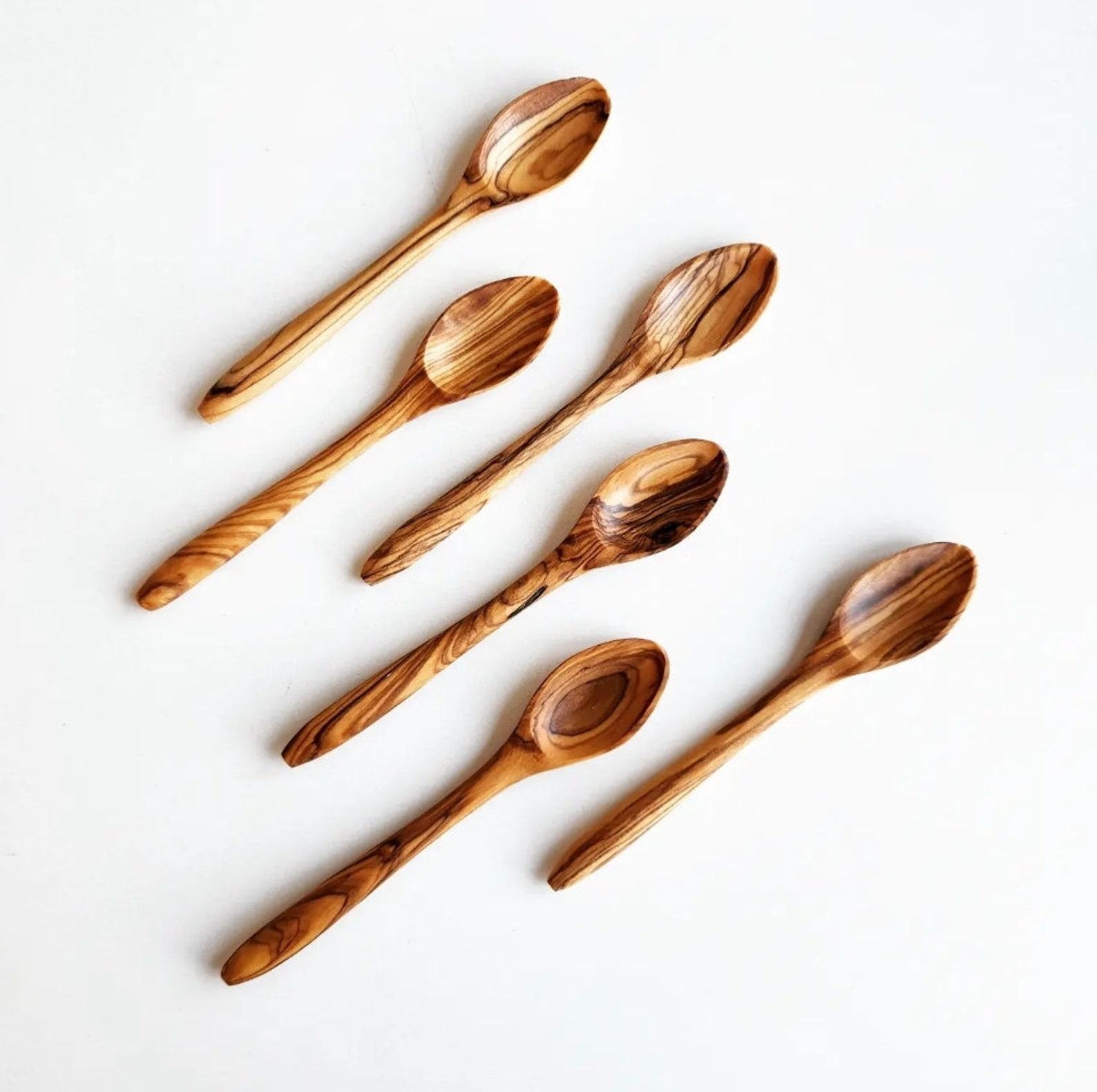 Exquisite Olive Wood Spoons Handcrafted 5.5″ Non-Toxic Utensils for Coffee, Tea, and Sugar