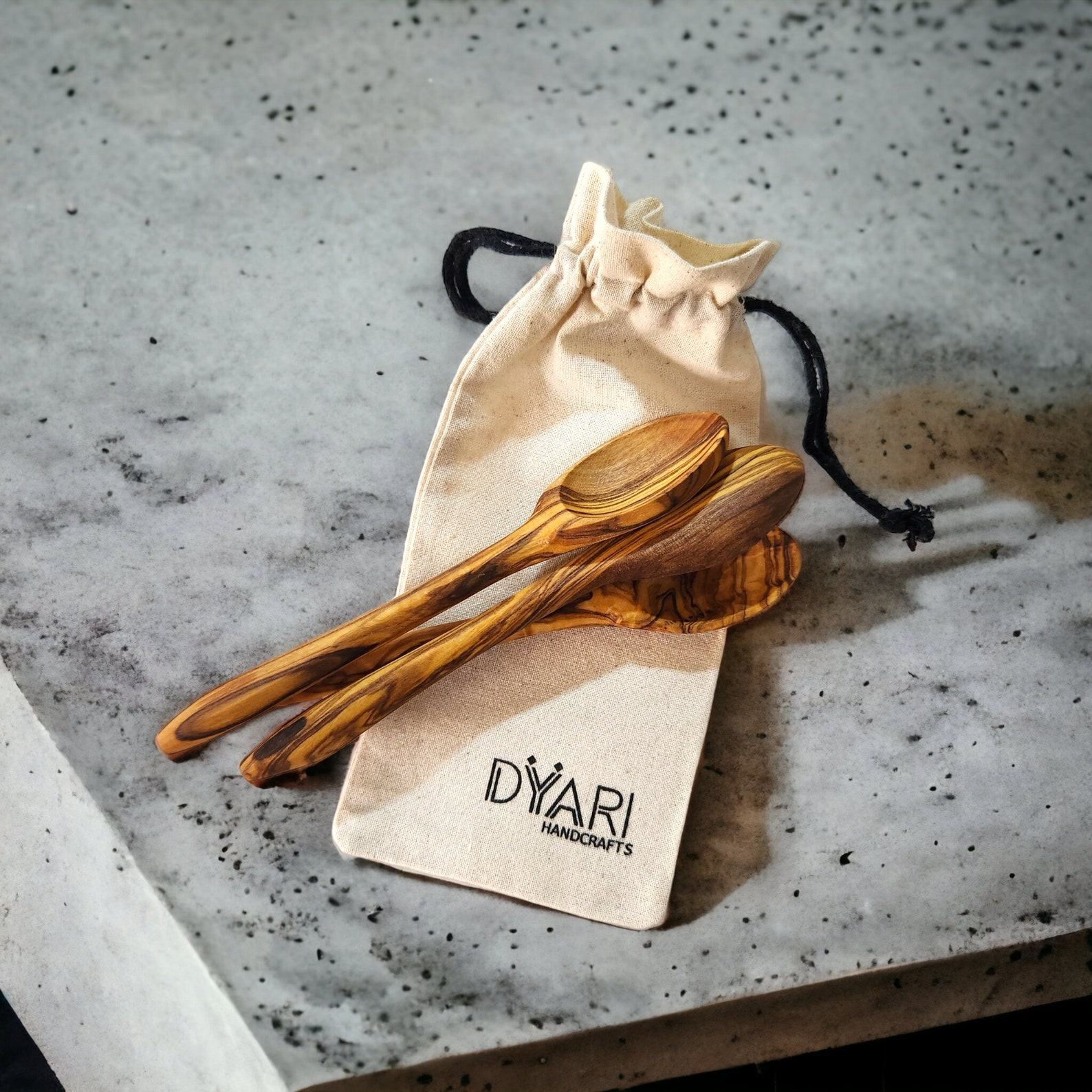 Exquisite Olive Wood Spoons Handcrafted 5.5″ Non-Toxic Utensils for Coffee, Tea, and Sugar