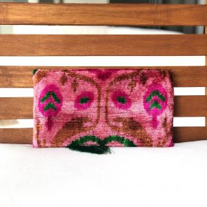 Exquisite Pink Ikat Velvet Clutch A Touch of Boho Elegance for Special Occasions