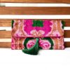 Exquisite Pink Ikat Velvet Clutch A Touch of Boho Elegance for Special Occasions
