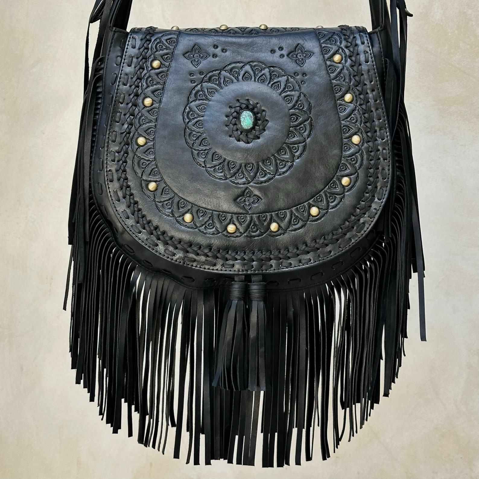 Exquisite Tooled Leather Boho Crossbody Purse A Western-Inspired Festival Essential
