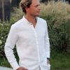 Exquisite White Linen Dress Shirt Timeless Elegance for Weddings, Beach Days, and Beyond