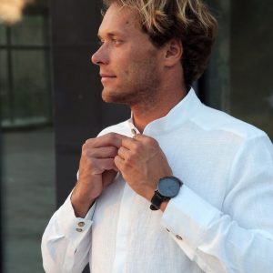 Exquisite White Linen Dress Shirt Timeless Elegance for Weddings, Beach Days, and Beyond