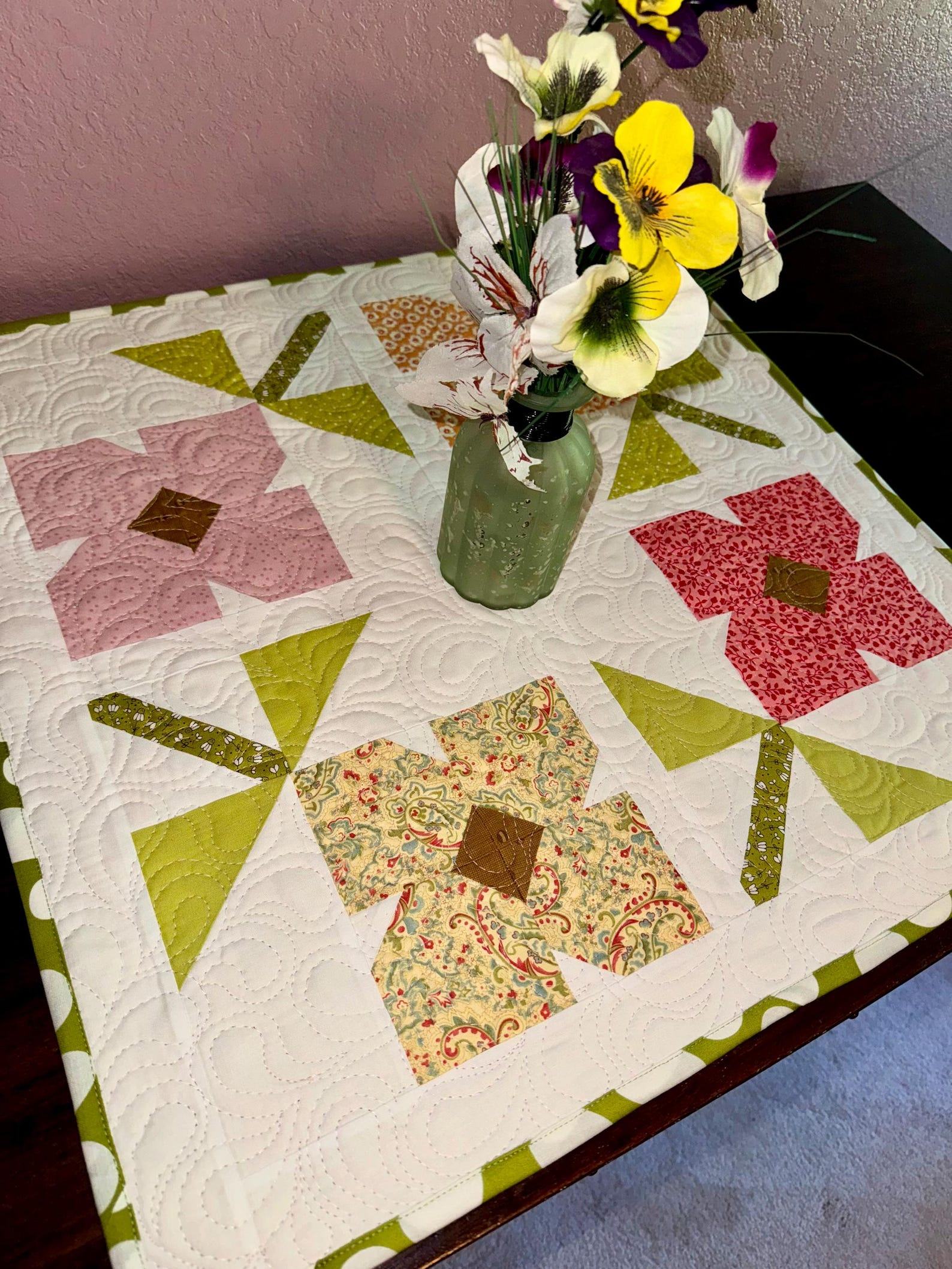 Exquisitely Crafted Floral Garden Quilted Table Topper A Touch of Nature for Your Home - Image 5
