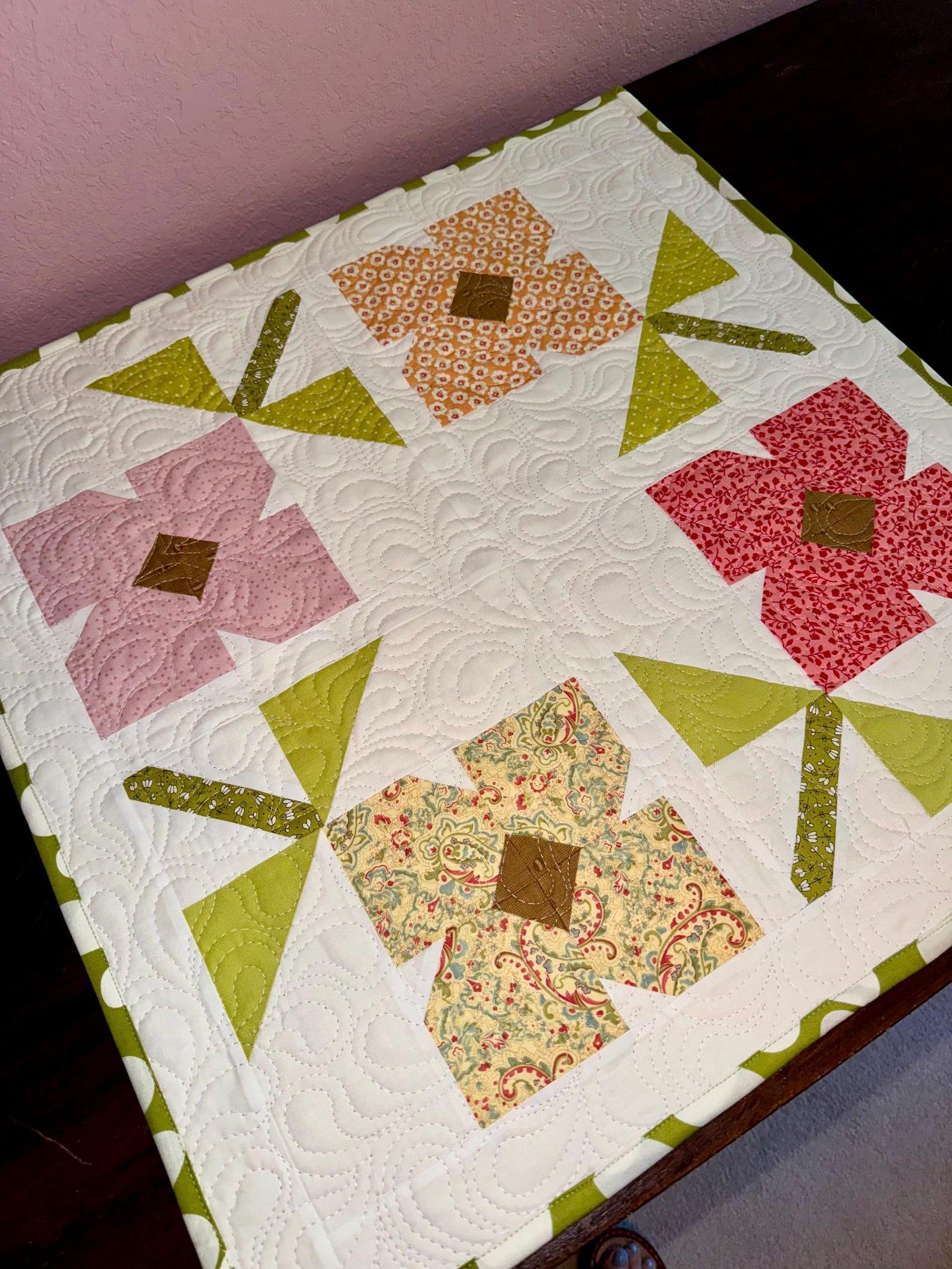 Exquisitely Crafted Floral Garden Quilted Table Topper A Touch of Nature for Your Home - Image 3