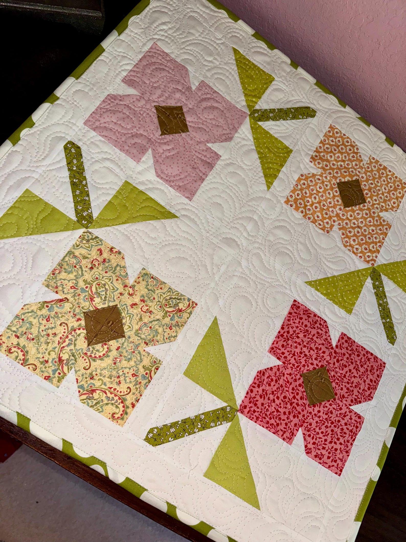 Exquisitely Crafted Floral Garden Quilted Table Topper A Touch of Nature for Your Home - Image 4