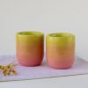 Exquisitely Crafted Pink Chartreuse Ombre Ceramic Espresso Cup A Symphony of Hues