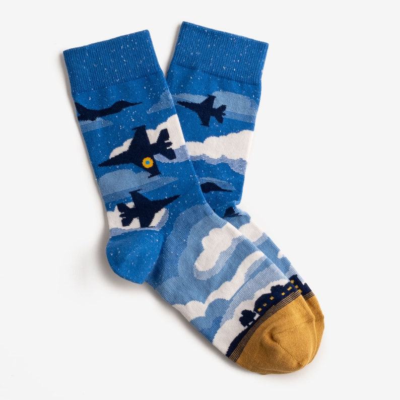 F-16 Fighter Jet Socks Vibrant and Patriotic Socks for Aviation Enthusiasts