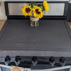 Farmhouse Stove Cover Noodle Board – Handmade Wooden Tray for Gas & Electric Stoves – Black Kitchen Organizer & Serving Board