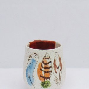 Feathers of Grace Handcrafted Ceramic Mug for an Elegant Touch