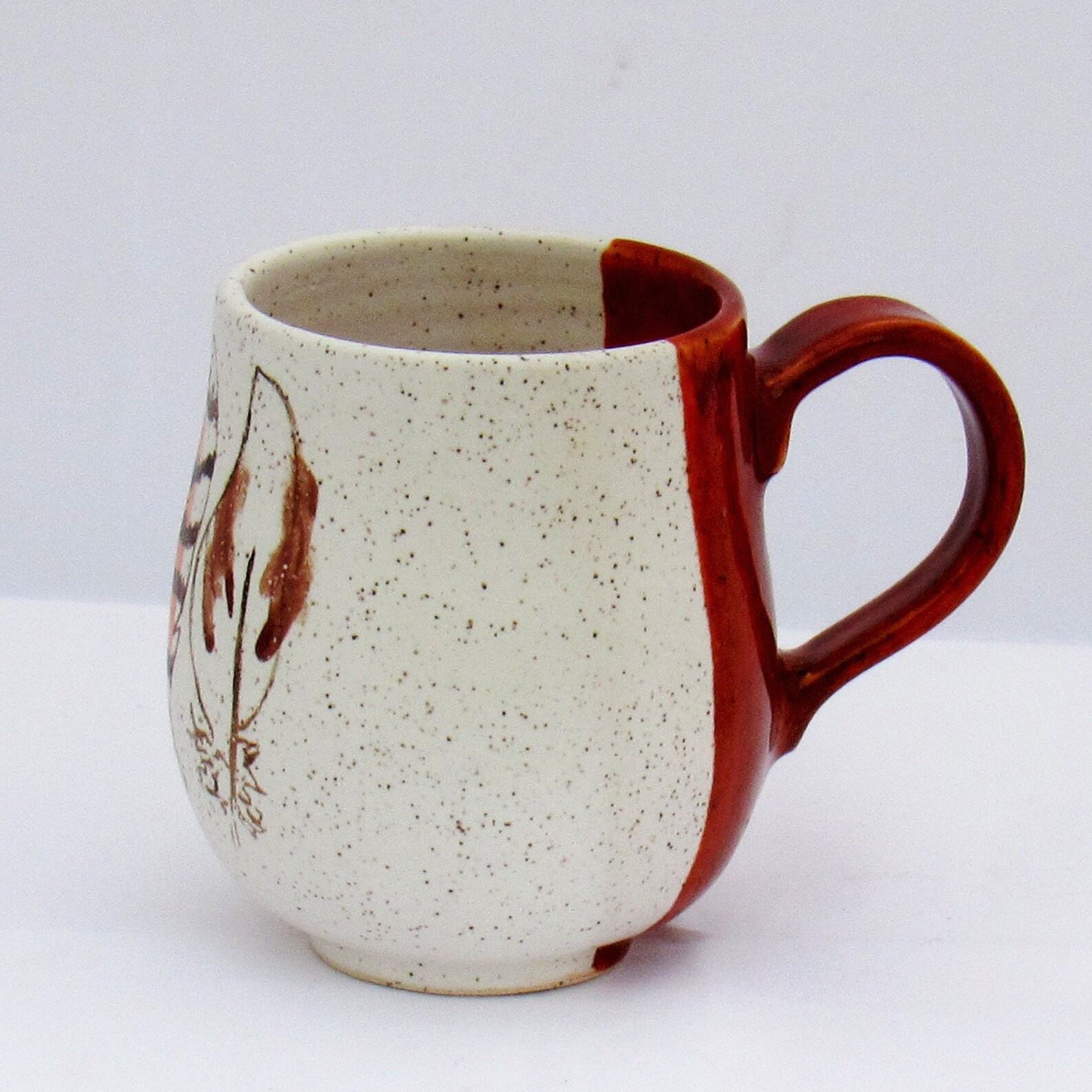 Feathers of Grace Handcrafted Ceramic Mug for an Elegant Touch