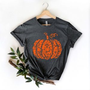 Festive Floral Pumpkin Shirt Enchanting Autumn Blooms for Halloween and Fall