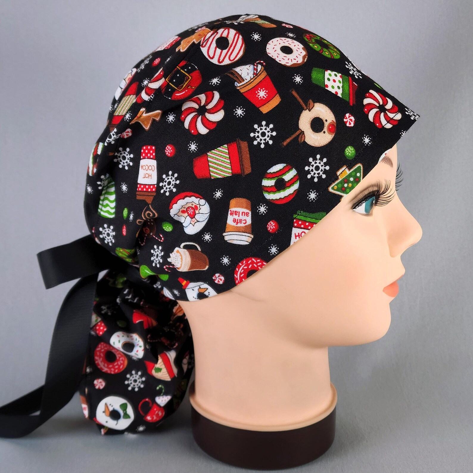 Festive Peppermint Mocha Ponytail Scrub Cap A Sweet Treat for Your Hair