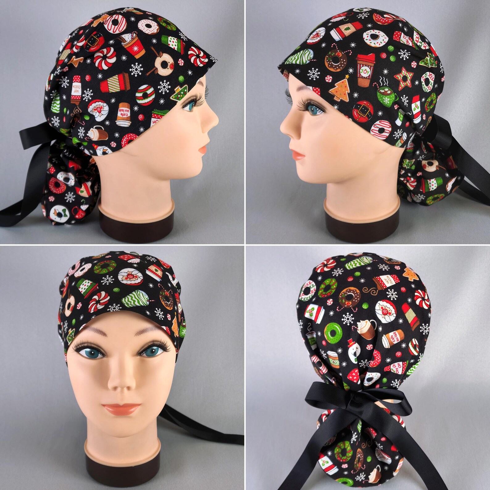 Festive Peppermint Mocha Ponytail Scrub Cap A Sweet Treat for Your Hair