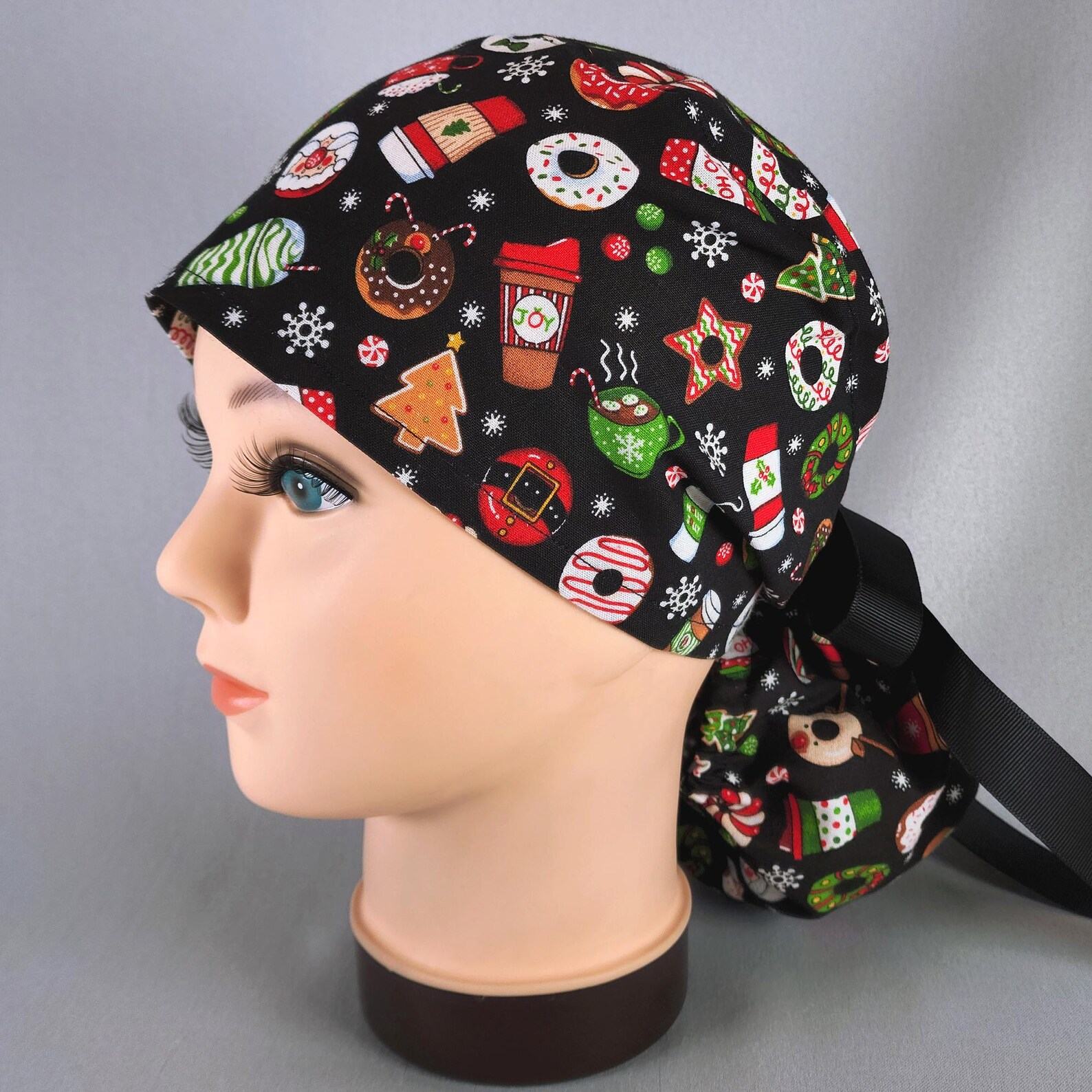 Festive Peppermint Mocha Ponytail Scrub Cap A Sweet Treat for Your Hair