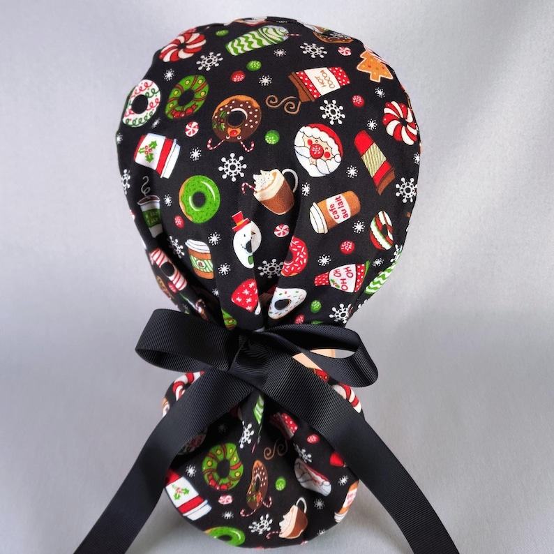 Festive Peppermint Mocha Ponytail Scrub Cap A Sweet Treat for Your Hair